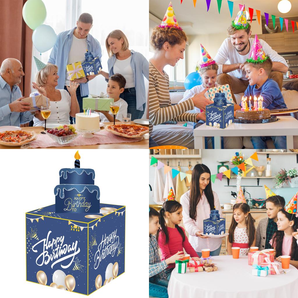 Blue Digital Number Party Birthday Gift Box For Wedding And Festival Event Decor