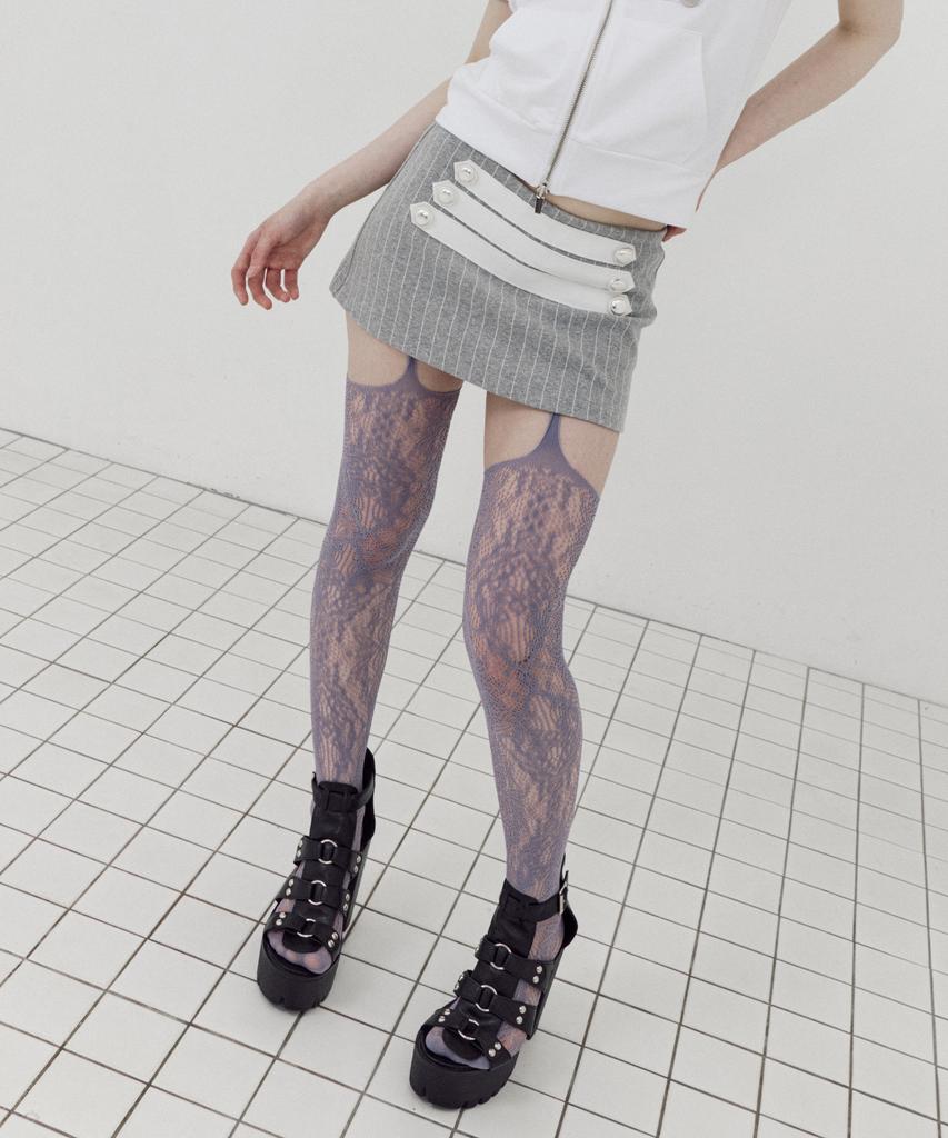 Setup Exe Stripe Napoleon Skirt Pants / Gray