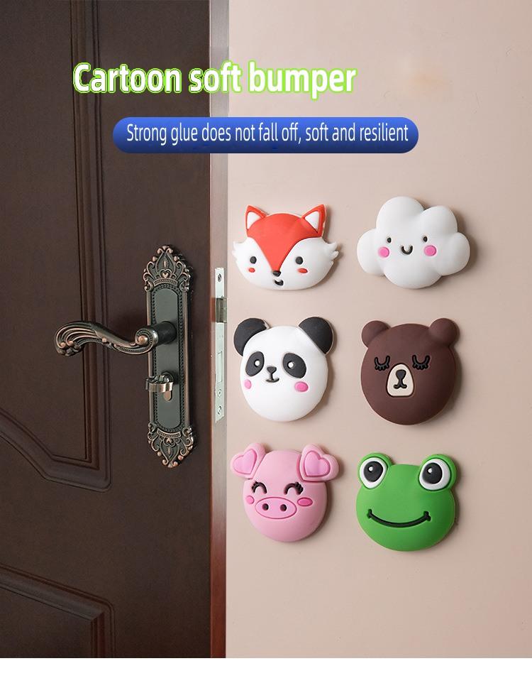 Cartoon Silicone Wall Protector, Door Handle Bumper Guard, Self Adhesive Rubber, Round Door Crash Pad, Anti-slip Sticker