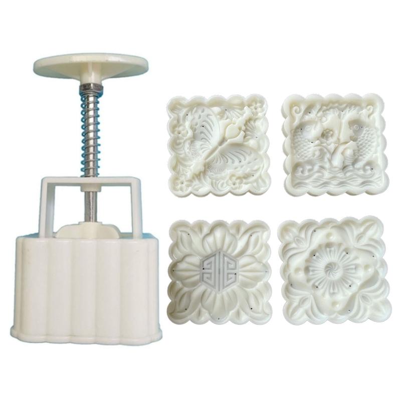 Plastic Material Mooncake Mold Moon Cake Stamps for Creative Flower Shape DIY Baking Mooncake Moulds for Mid-Autumn Fest 1