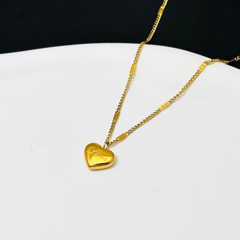 LOV love necklace new women's summer collarbone chain simple temperament does not fade light luxury neck chain peach heart titanium steel jewelry