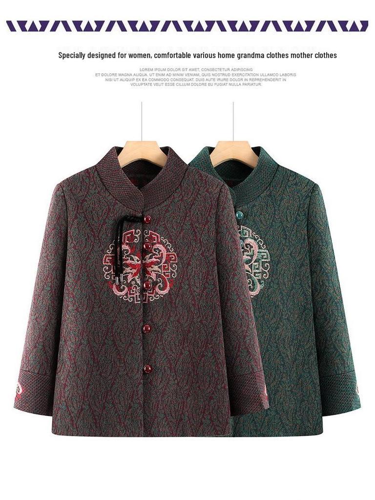 Autumn Woolen Coat for Middle-aged and Elderly Women