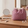 Plaid Pattern Drawstring Cosmetic Organizer Large Capacity Drawstring Storage Pouch  Travel Storage
