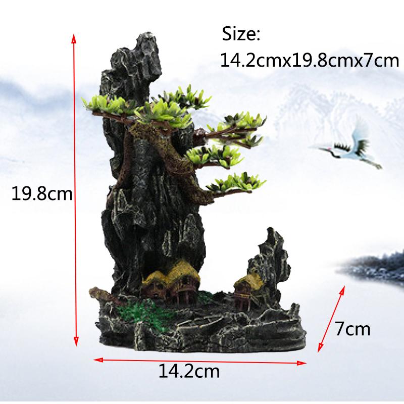 Resin Aquarium Rockery Mountain Decoration Artificial View Rock Cave Stone Tree Fish Tank Ornament Aquarium Decor Home