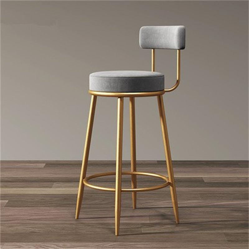 Nordic Bar Chairs Modern Iron Art High Stools Kitchen Backrest Bar Stools Cafe Velvet Chair Counter Work Stools Home Furniture