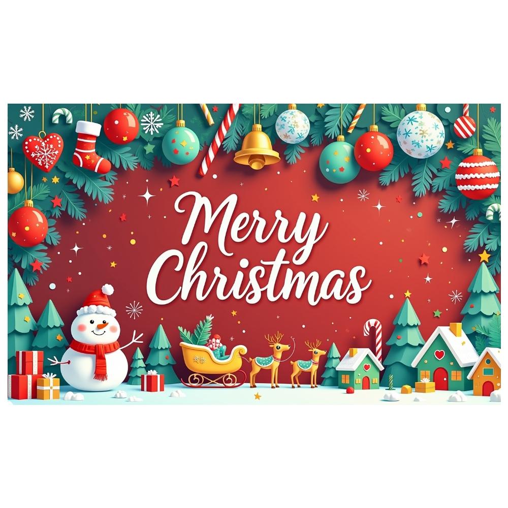 Merry Christmas Banner Golden Bell Xmas Backdrop Winter Display Snowflake Decor Christmas Background For Indoor Decoration Home