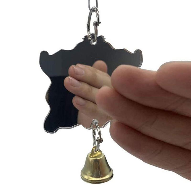 

Bird Mirror Bell Toys Durable Birds Pendant Chain Birds Accessories Bird Cage Stand Decoration Funny Interactive Parrot Supplies