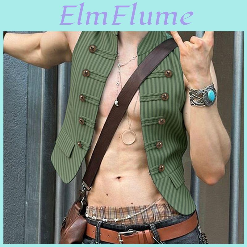 Striped Summer Incerun Men Sleeveless Open Front Casual Tank Tops Waistcoat Vests