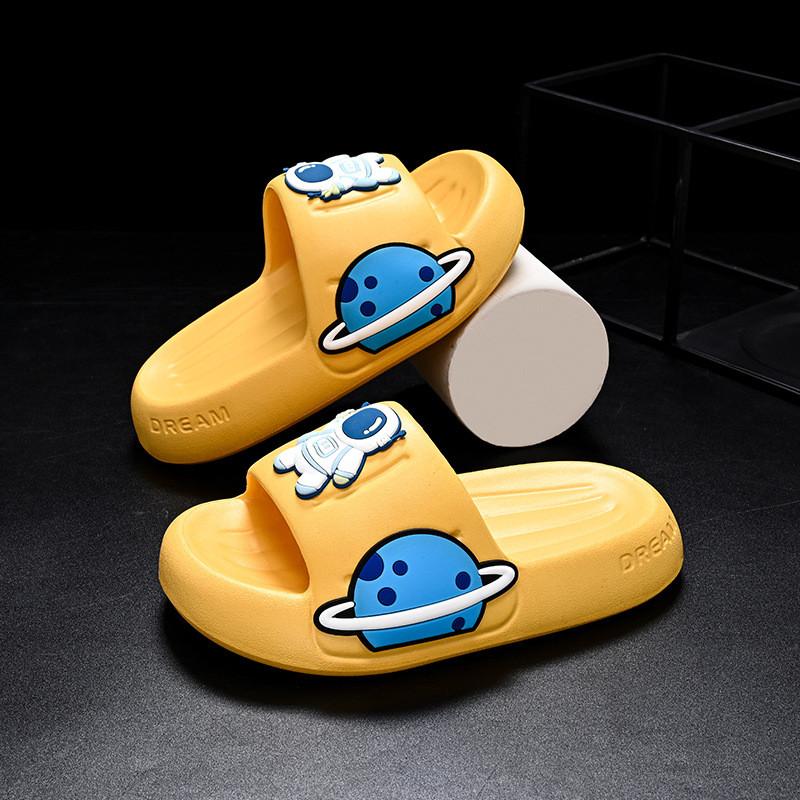 Cartoon Design Trendy Kids Slippers For Boys And Girls Featuring Soft Eva Material In Green Yellow And Pink