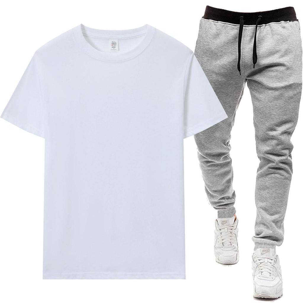 Men's Summer Round Neck T-Shirt & Casual Sports Pants Two-Piece Set