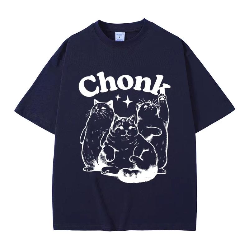

Kawaii Chonk Cat Graphic Tshirt Funny Fat Cats Meme Tshirt Summer Unisex Women Fashion Casual Pure Cotton Tees Unisex Cool T Shirts S
