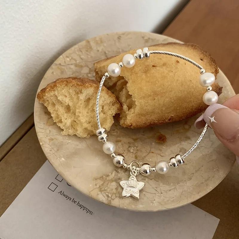 VENTFILLE Bracelet en argent sterling 925 avec perles et nœuds en bambou pour femme et fille, bijoux coréens simples, cadeau d'anniversaire, livraison directe