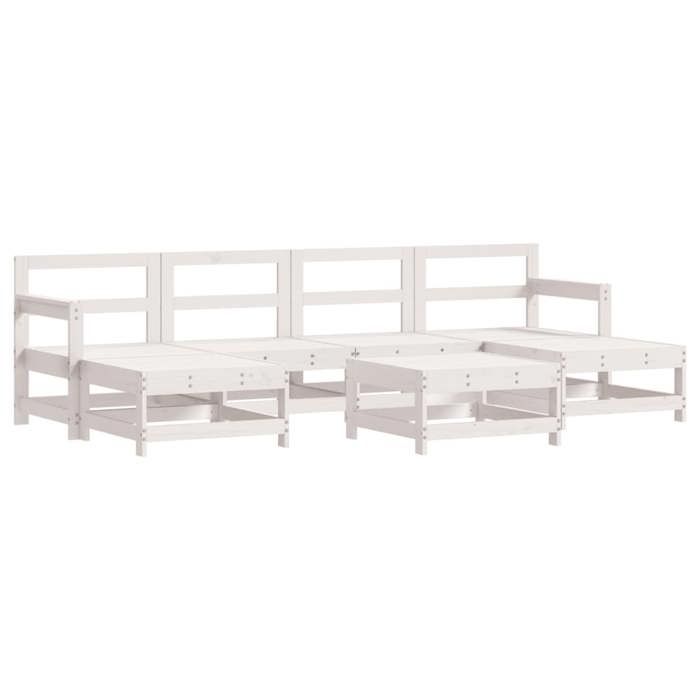 VidaXL Salon de Jardin 7 pcs, Canapés avec Repose-pied, Ensemble de Meubles avec Table Basse Patio Terrasse, Rustique, Blanc 3186383