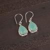 Aqua Chalcedony Gemstone 925 Stamped Silver Jewelry Handmade Hook Earrings 1.30" EE-3-16