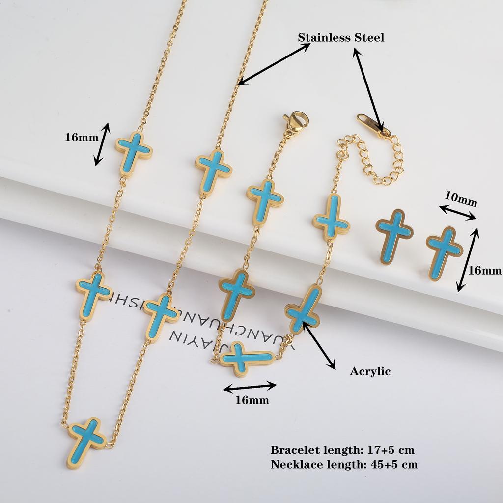 7 Colors New Design Cross Stainless Steel Classic Studs Earrings High Quality Minimalist Wedding Anniversary Woman Jewelry Gift