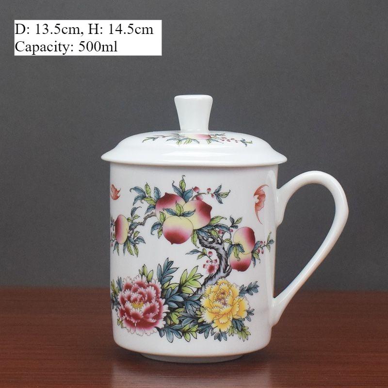 Jingdezhen Blau-Weiß Porzellanbecher 500ml Chinesischer Drache Keramiktasse Bürobesprechung Wasserbecher Knochenporzellan Grüner Tee Kaffeetasse