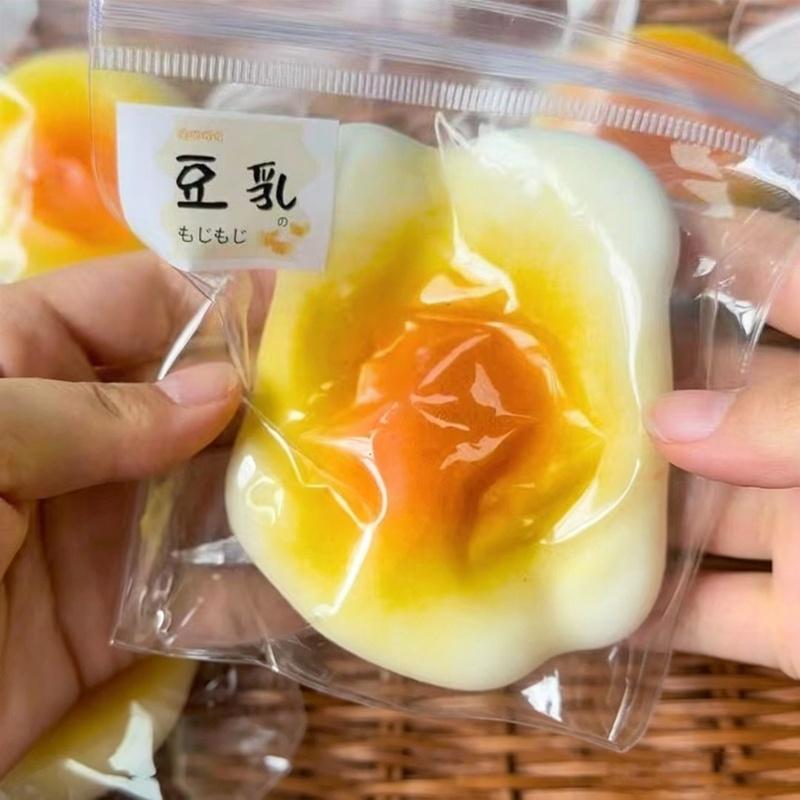 New Kawaii Cartoon Egg Tart Mochi Slow Rebound Squeeze Toy Soft Foot Shaped Portable Fidget Stress Relief Gift