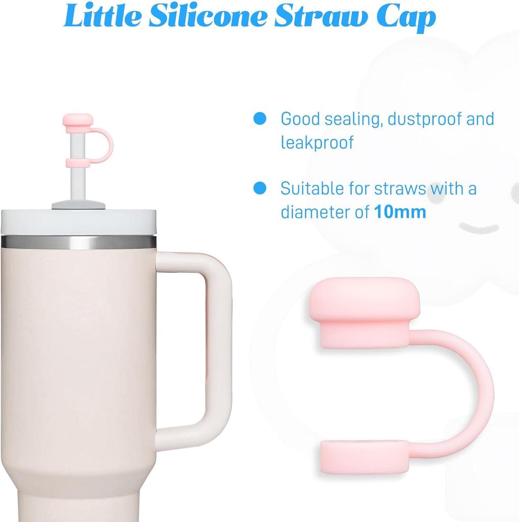 6 Pack 30 40oz Tumbler 10mm Silicone Straw Covers Cute Reusable Protectors with Secure Strap Food Grade Dustproof Sip Guards
