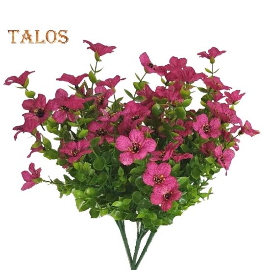 

8 шт. искусственных цветов с листьями эвкалипта, устойчивые к ультрафиолетовому излучению, реалистичные искусственные цветы для свадебной вечеринки, внутреннего и наружного садового украшения из искусственных цветов розы красного