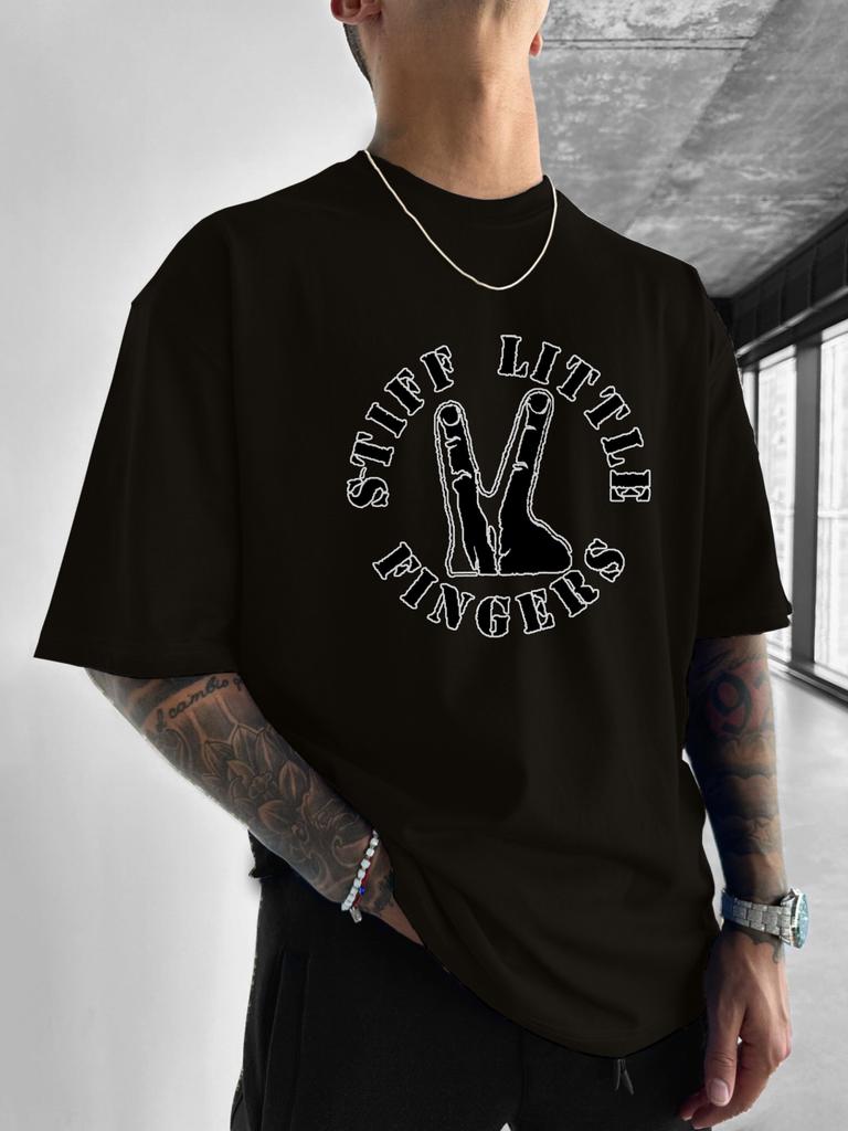 Stiff Little Fingers Logo Aufdruck T-Shirt Design Sommer Hundert Lässig Bedrucktes Herren T-Shirt
