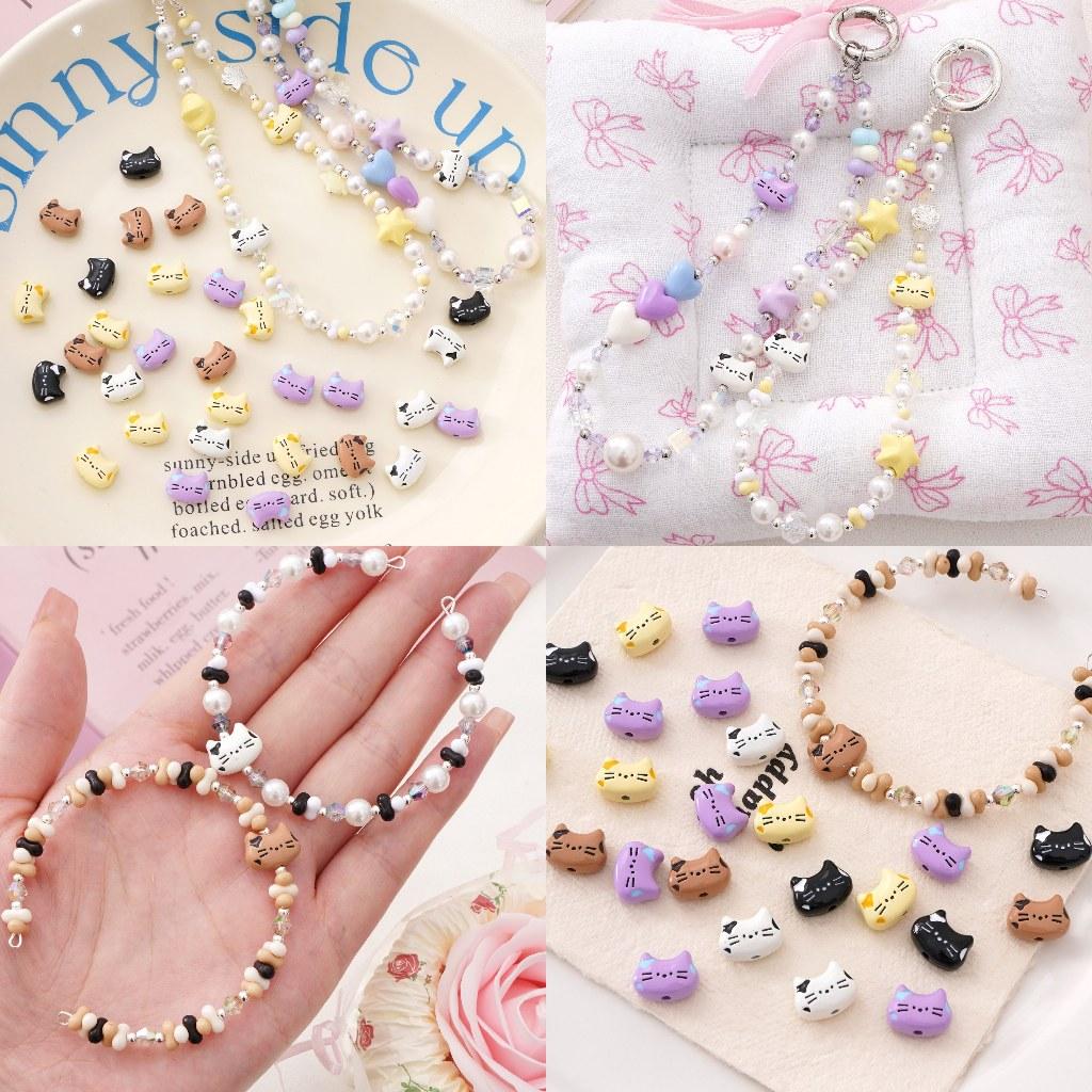 [12X9mm] 1pc Alloy Cat Beads Color Cute Kitten Beads Accessories DIY Jewelry Accessories
