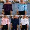 Damenblusen und -hemden Damen Rüschen Schrägschulter Halbsleeve Oberteile Sommer Herbst Hemd