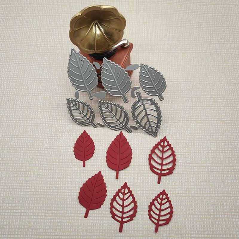 Seis padrões de design de combinação de folhas ocas, estêncil de corte de metal para álbum de recortes faça você mesmo, relevo de fotos, cartão de papel, decoração artesanal