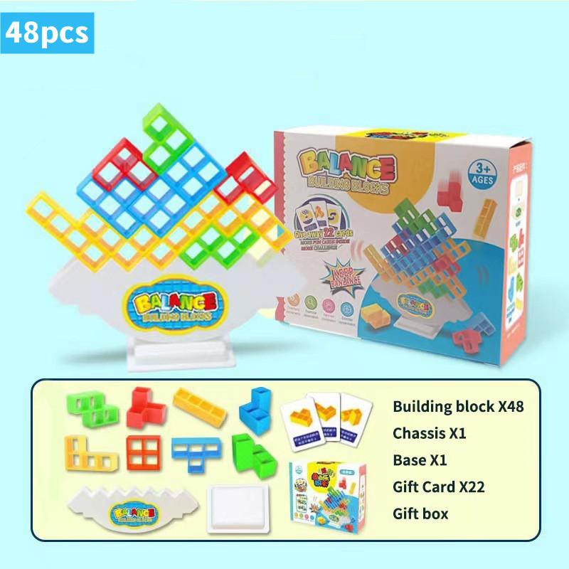 16-48pcs Kids Balance Toys Stacked Tower Board Games Stacking Building Blocks DIY Assembly Educational Toy for Children Boy Gift