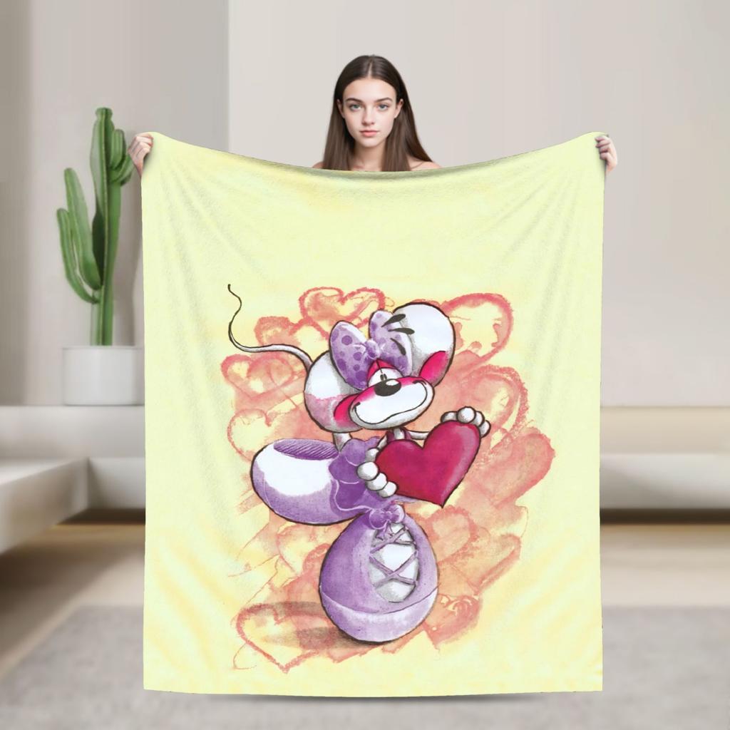 D-Diddles Blankets Flannel Diddl Catoon Soft Throw Blankets for Bedding Couch Bedroom Quilt