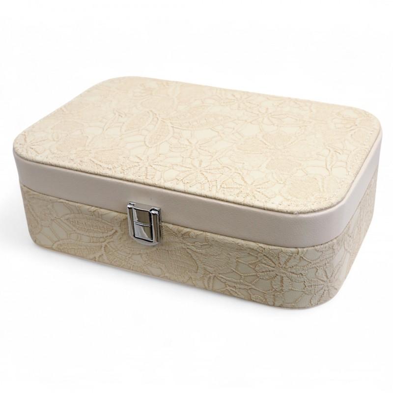 Jewelry Box Case Organizer Cream Lace Women' Box
