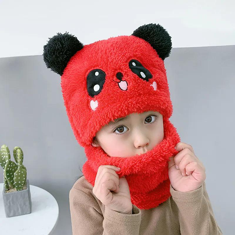 

Зимняя шапка для девочек, защита ушей, ветрозащитный шарф для езды на велосипеде, корейский шарф, цельные шапки для детей из толстого бархата, теплая шапка для головы one size