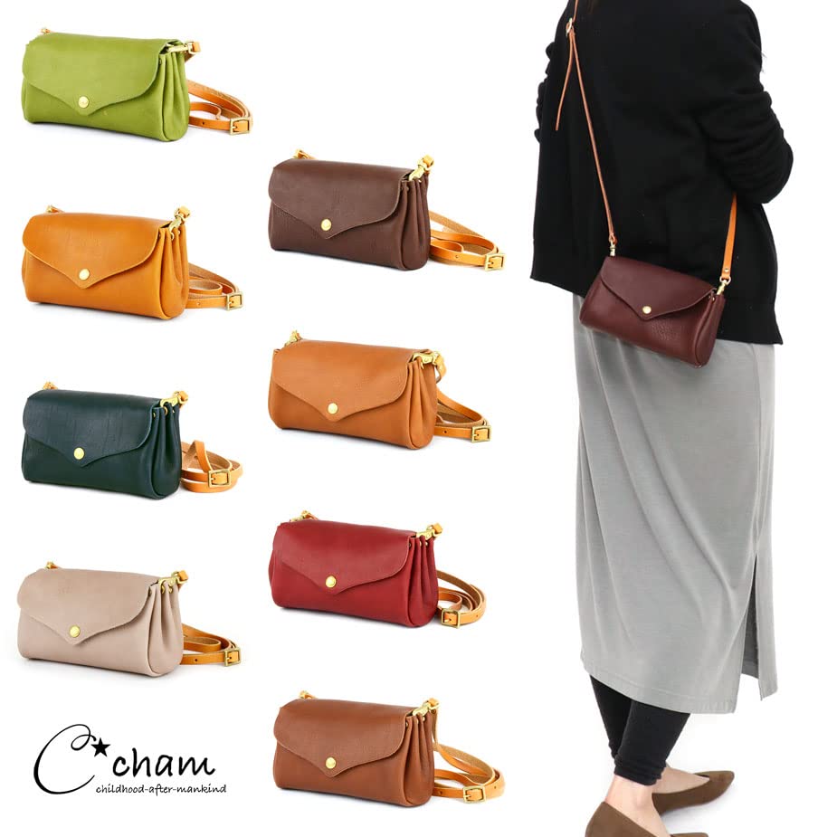 Shoulder wallet PLUMP Himeji CAMEL [Chum] bag, pouch, POCHETTE, leather, ANCLE, CMHM-010,