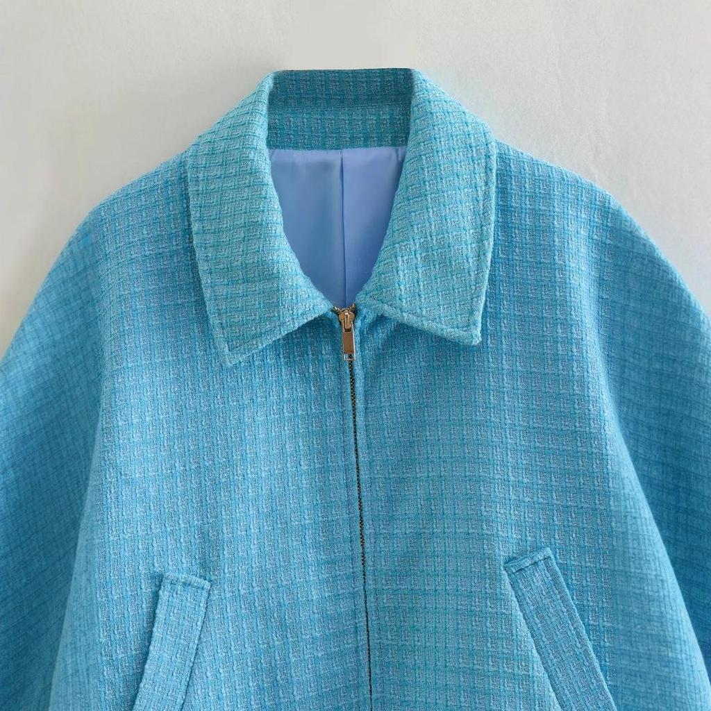 2025 Spring Women's European Fashion Simple Versatile Little Fragrant Style Bomber Jacket