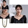 Elegant European Retro Black Handmade Woven Pearl Necklace For Women With Butterfly Bow Design