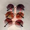 Oversized Round Sunglasses  New In Women Stylish Vintage Semi-rimless Outdoor Shades Trendy Brand Design Sun Glasses