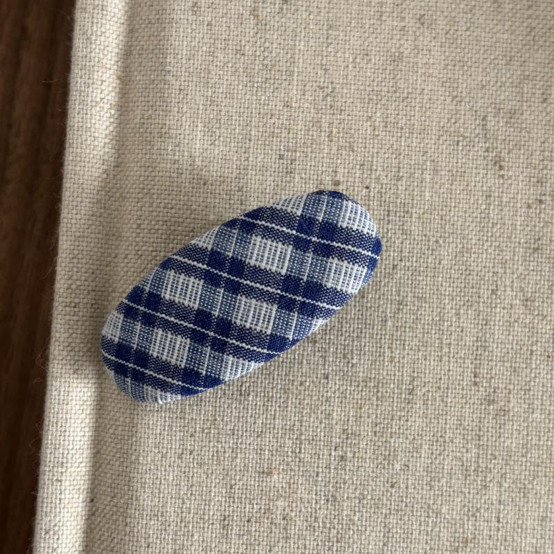 Blue retro plaid hairpin sweet niche side bangs clip spring and summer bb clip broken hair clip girl