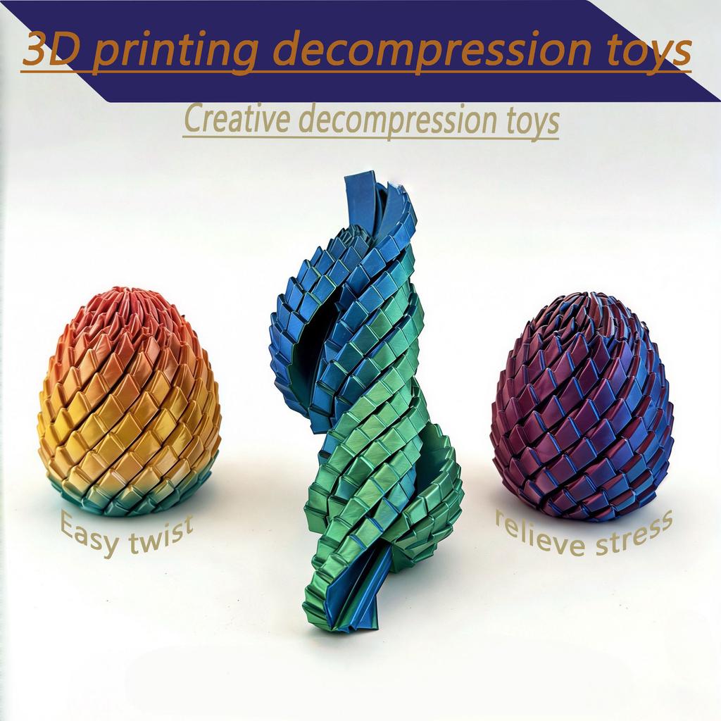 3D Printed Dragon Egg Stress Reliever Toy - Creative Prank Gift Party Ornament Gentle Twisting Motion Children'S Plaything