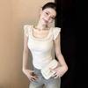 Pure Desire Style Spice Girl Lotus Leaf Edge Small Flying Sleeve Short Sleeve T-shirt Women's Summer New Korean Slim Waist Short Top
