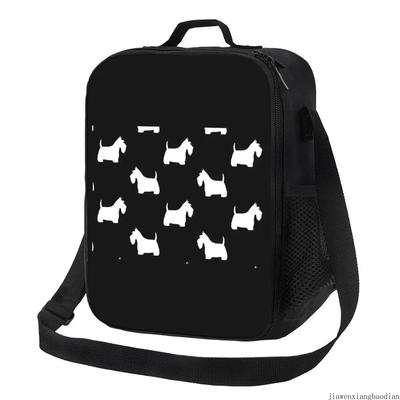 Geantă de prânz izolată cu siluete drăguțe de Scottish Terrier pentru picnic în aer liber, câine Scottie reutilizabilă, termică, cutie bento pentru copii