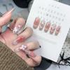 Reusable Gentle Nude Pink 3D Flower Press-on Short Oval Nails, Versatile and Translucent for Students