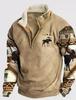 2025 Retro 3D Print Stand Collar Velvet Men's Hoodie for Autumn/Winter