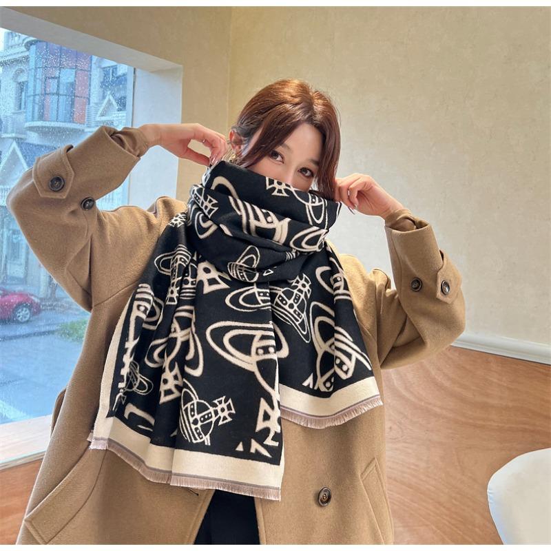 Shawl Thickened Warm Scarf Women's Winter Versatile Premium Neck Protection Scarf Dual-purpose Star Walk