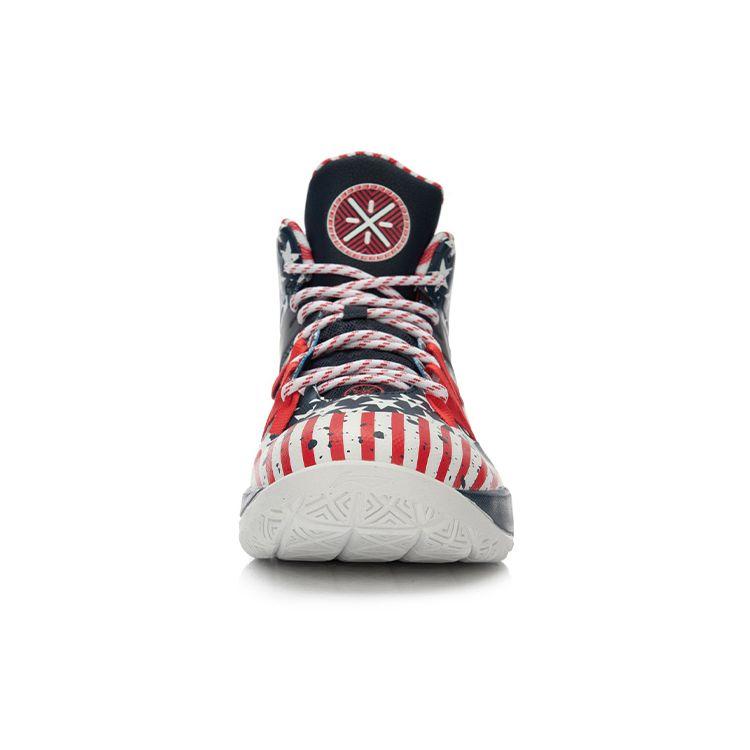 Li Ning Team Style 3 Wade Series Shock Absorbing High Top Basketball Shoes Unisex Basketball Shoes Blue Red ABAL007-6