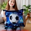 1 Pc Football Theme Throw Pillow Cover, Soft Peach Velvet Polyester Cushion Cover, Zippered & Machine Washable, Home Office Deco