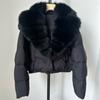 Womens Short Down Coat With Real Fox Fur Collar Lightweight Warm Winter Jacket Urban Commute Casual Wear