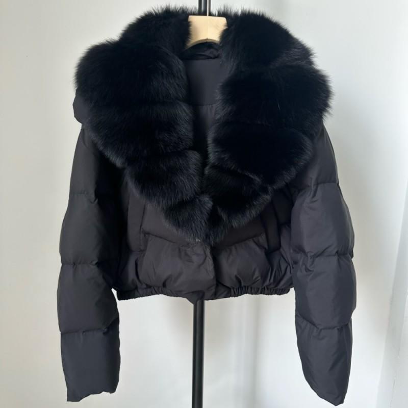 Womens Short Down Coat With Real Fox Fur Collar Lightweight Warm Winter Jacket Urban Commute Casual Wear