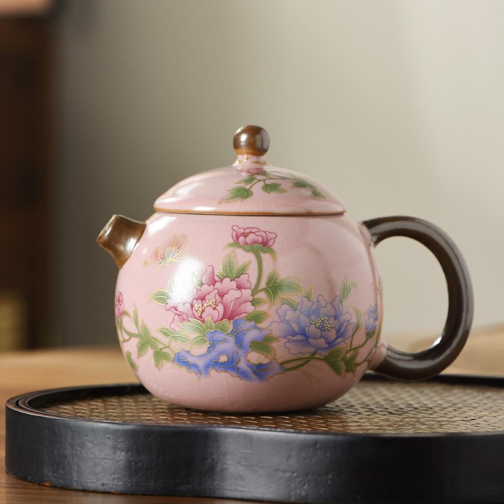 Ru kiln yellow exquisite teapot cover bowl single pot high-end tea brewer household ceramic teapot tea set Xishi pot series