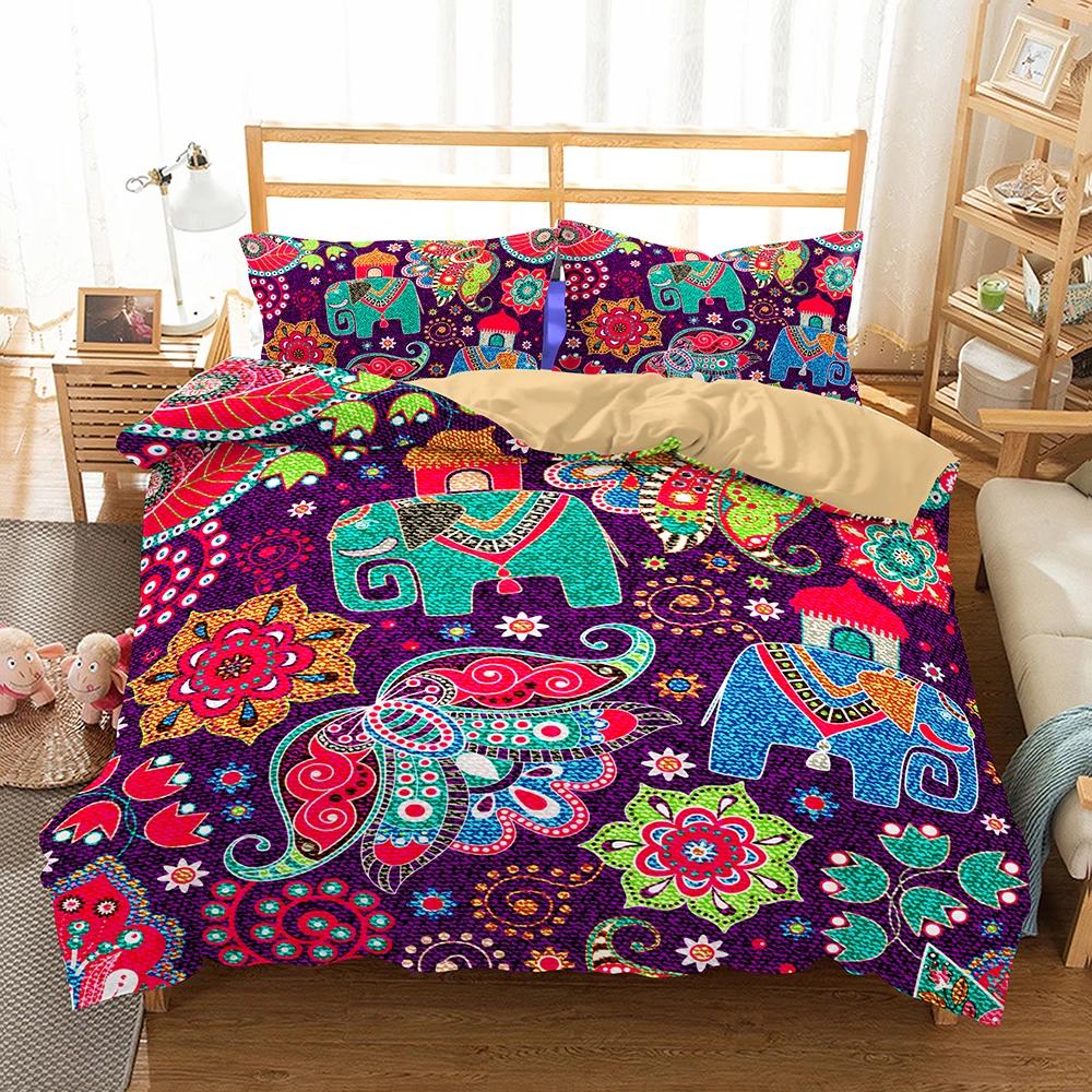 Boho Purple Cover Cover Sets Bedding Print Dream Catcher /Pumo Bohemians Bed Cover Set Full Queen King Size Bed Linens 228x228