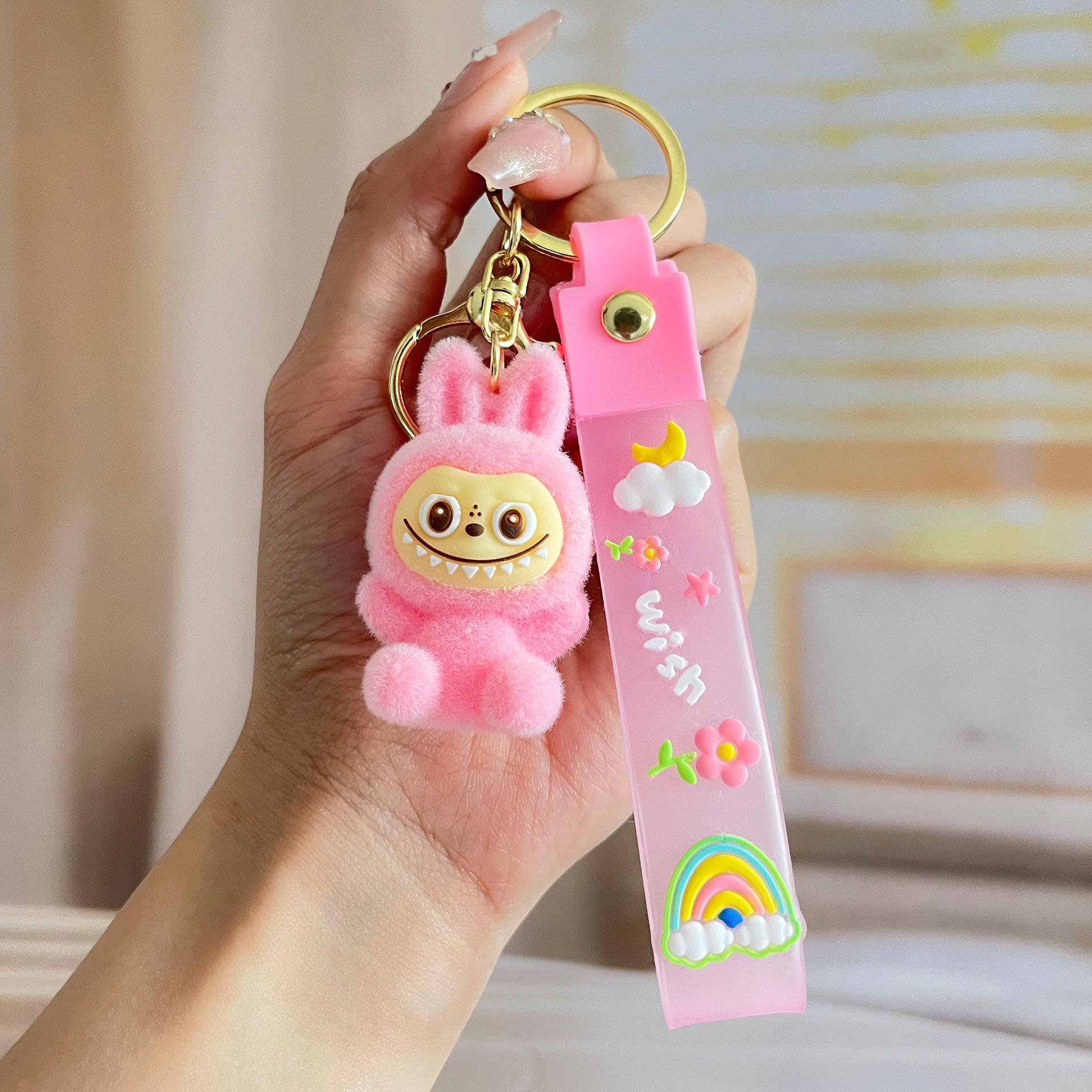 

Soft Rubber Flocked Sheep Doll Pendant Doll Plush Toy Keychain Cartoon