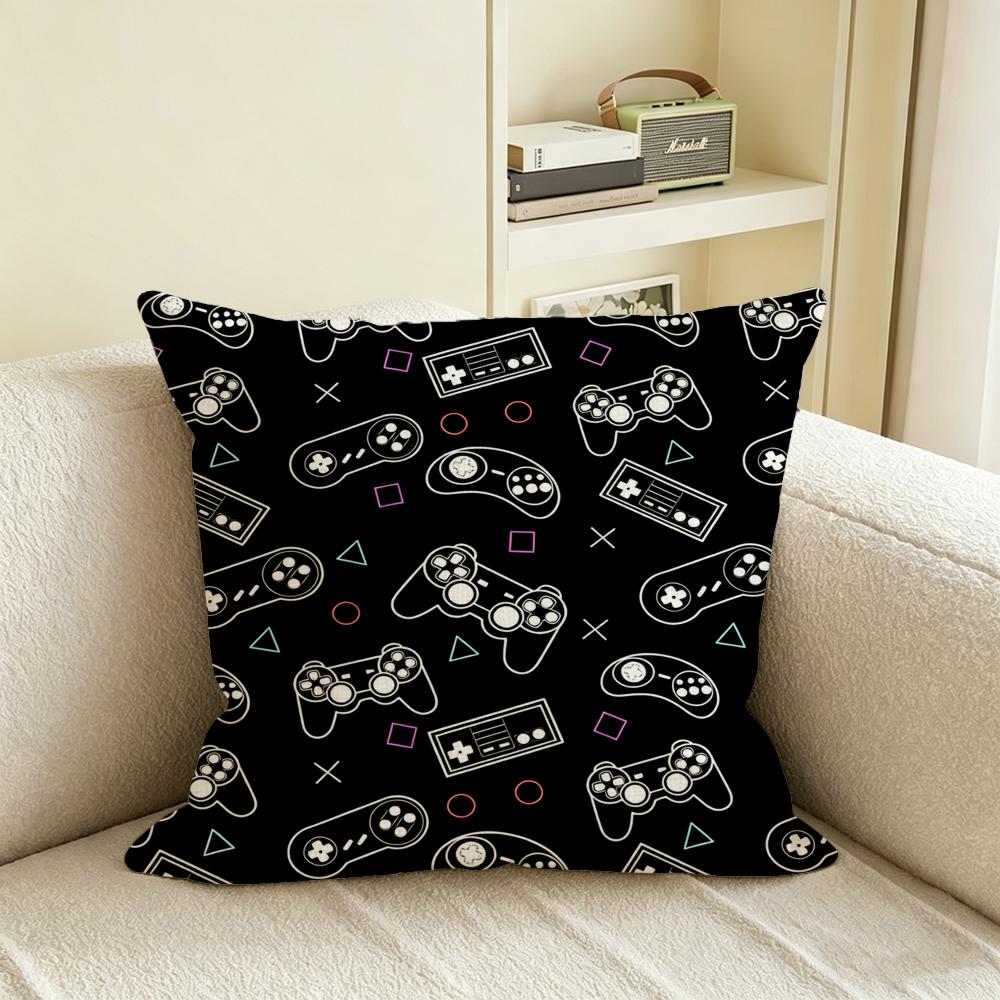 C-Colorful Game Controller Cushion Cover Natural Linen Pillowcase Set, All-In-One Decor For Sofa, Bedroom & Chair